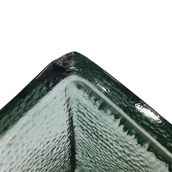 Mid-Century MCM Thick Green Clear Ice Glass Container Heavy 11.75 x 4 Pebbled - Picture 10 of 11